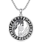 Swordgod Viking Necklace for Men 925 Sterling Silver Viking Wolf/Thors Hammer/Vegvisir/Tree of Life/Compass Pendant Norse Necklace Amulet Talisman Christmas Gifts for Him Her