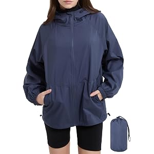 Orolay CHIIONE Women's Waterproof Packable Zip up Rain Jacket with Hood | Rain Coats for Golf Hiking Travel Windbreaker