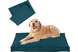 VENESSCO Dog Bed Covers Replacement Washable, Waterproof Dog Bed Cover with Zipper, 44Lx32Wx3H inch Durable Oxford Pet Bed Cover for Outdoor/Indoor Use, Cover Only, Cyan
