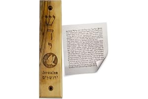 LOGOS TRADING POST Olive Wood Mezuzah for Door with Scroll - Shaddai & Dove with Olive Branch - Religious Home Décor Made in Israel - Messianic & Jewish Mezuzah for Door & Wall Art - Jewish Gifts for Home Blessing