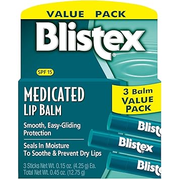 Blistex Medicated Balm Lip SPF 15, 3 Count