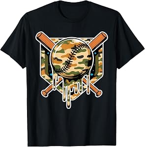 Baseball Respect The Drip Camo Youth Boys Baseball T-Shirt