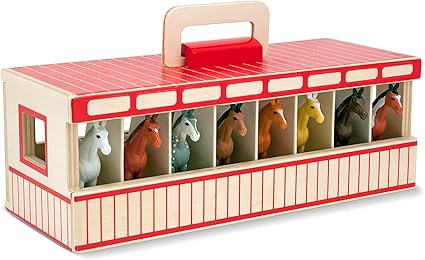 Amazon Com Melissa Doug Take Along Show Horse Stable Play Set
