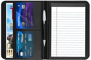 Lcjtop Classic Padfolio/Junior Portfolio Folder Case, A5 Business Organizer Binder for Men Women, 5 x 8 Writing Pad Included