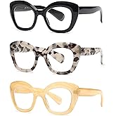 JM Cat-Eye Reading Glasses for Women, Blue Light Blocking Computer Readers with Spring Hinge