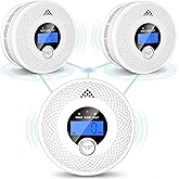 3 Pack Interconnected Smoke and CO Alarm with LCD Screen, 85dB Audible & Visual Alert, RF Sync Network, Battery Powered, Ideal for Multi-Room Setup in Home, Office, RV