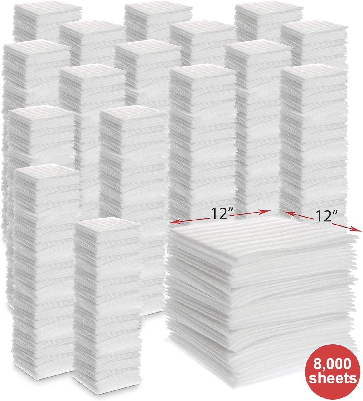 enKo 12 x 12 Inch (8000-Pack) Foam Wrap Sheets for Moving Shipping Packing Supplies