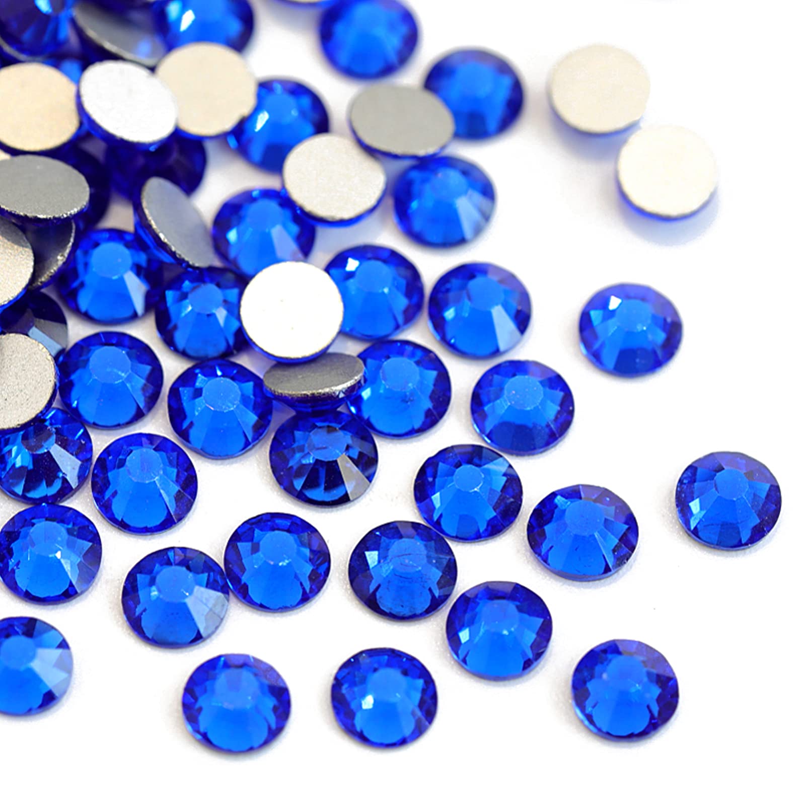 Towenm1000 Pieces Flatback Crystal Rhinestones, SS16 4mm Glass Flat Back Crystals for Craft Clothes Nail Face Art, Non Hotfix Round Flatback Rhinestone Loose Gemstones (Sapphire/Blue)