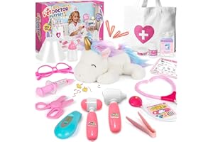 Alritz Unicorn Doctor Kit for Girls - Pretend Play Toys with Stethoscope, Carrying Bag, Vet Costume, Kids Doctors Play Set for Ages 3 4 5 +, Birthday Ideas​
