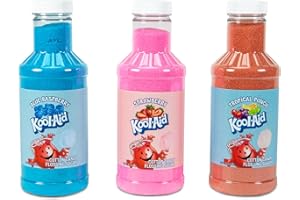 Nostalgia Kool-Aid Cotton Candy Variety Kit – 3 Flossing Sugar Flavors (Blue Raspberry, Strawberry, Tropical Punch) – 7-oz Bottles – Compatible with Cotton Candy Makers – Party Supplies