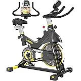 pooboo Indoor Cycling Bike, Belt Drive Indoor Exercise Bike Stationary LCD Monitor with Ipad Mount &Comfortable Seat Cushion