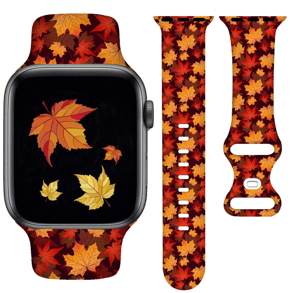YAGEDOVIU Fall Hello Thanksgiving Watch Bands Compatible Watch 38mm 40mm 41mm 42mm for Women Men, Adjustable Soft Silicone Replacement Smartwatch Wristband for SE Series 8/7/6/5/4/3/2/1