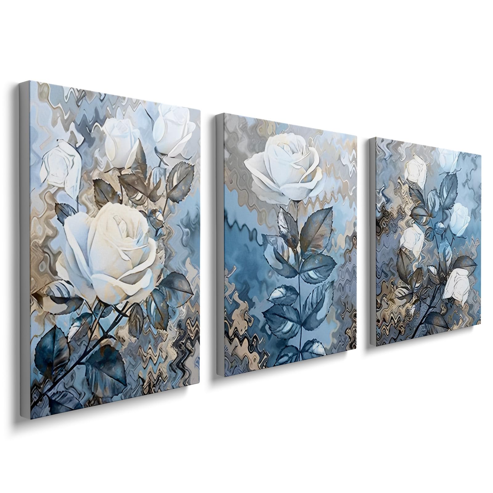 prinfantasy Nature Pictures Bedroom Wall Art - Canvas Blue Floral Artwork Prints Paintings for Home YH1406