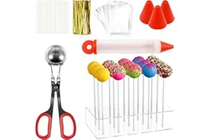 303Pcs Cake Pop Kit, Reusable Cake Pop Set Fun Maker Kit with Lollipop Stand Meat Baller Decorating Pen Lollipop Sticks Bags 