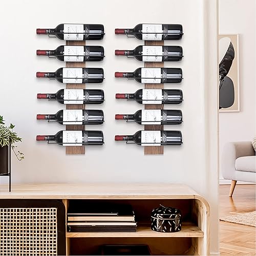 FreshDecor Wine Rack Wall Mounted Solid Pine Wood Metal Wall