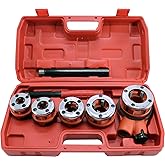 HFS(R) Ratchet Pipe Threader Kit - Ratcheting Pipe Threading Tool Set with 5 Dies