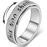 LuckyAmor Fidget Spinner Ring for Women - THIS TOO SHALL PASS Stainless Steel 18K Gold Plated Anxiety Rotating Inspirational Ring for Stress Relief, Thumb Hope Rings Jewelry Gift for Women Men