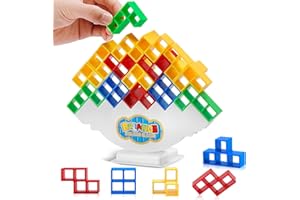 Aimeryup Balance and Play - Tetra Tower Stacking Blocks Game, Fun and Educational Entertainment for Kids, Board Games for Family, Parties, Travel Building Blocks (32 PCS)