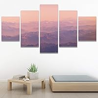 SIGNWIN 5 Panel Canvas Wall Art Coastal Multicolor Photography Relax/Calm Romantics Sunset for Home Decorations Ready to Hang - 60