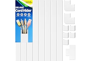 Delamu 113.6in Cord Hider, Cable Hider Cord Covers for Wires on Wall, Wire Hider Wire Covers for Cords on Wall, TV Cord Hider
