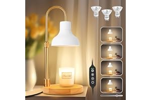 TUDEPZ Candle Warmer Lamp with Timer & 3 Bulbs, Dimmable Electric Candle Light Adjustable Height and Brightness Candle Wax Warmer for Jar Candles Bedroom Home Decor Aesthetic House Warming Gift (White)