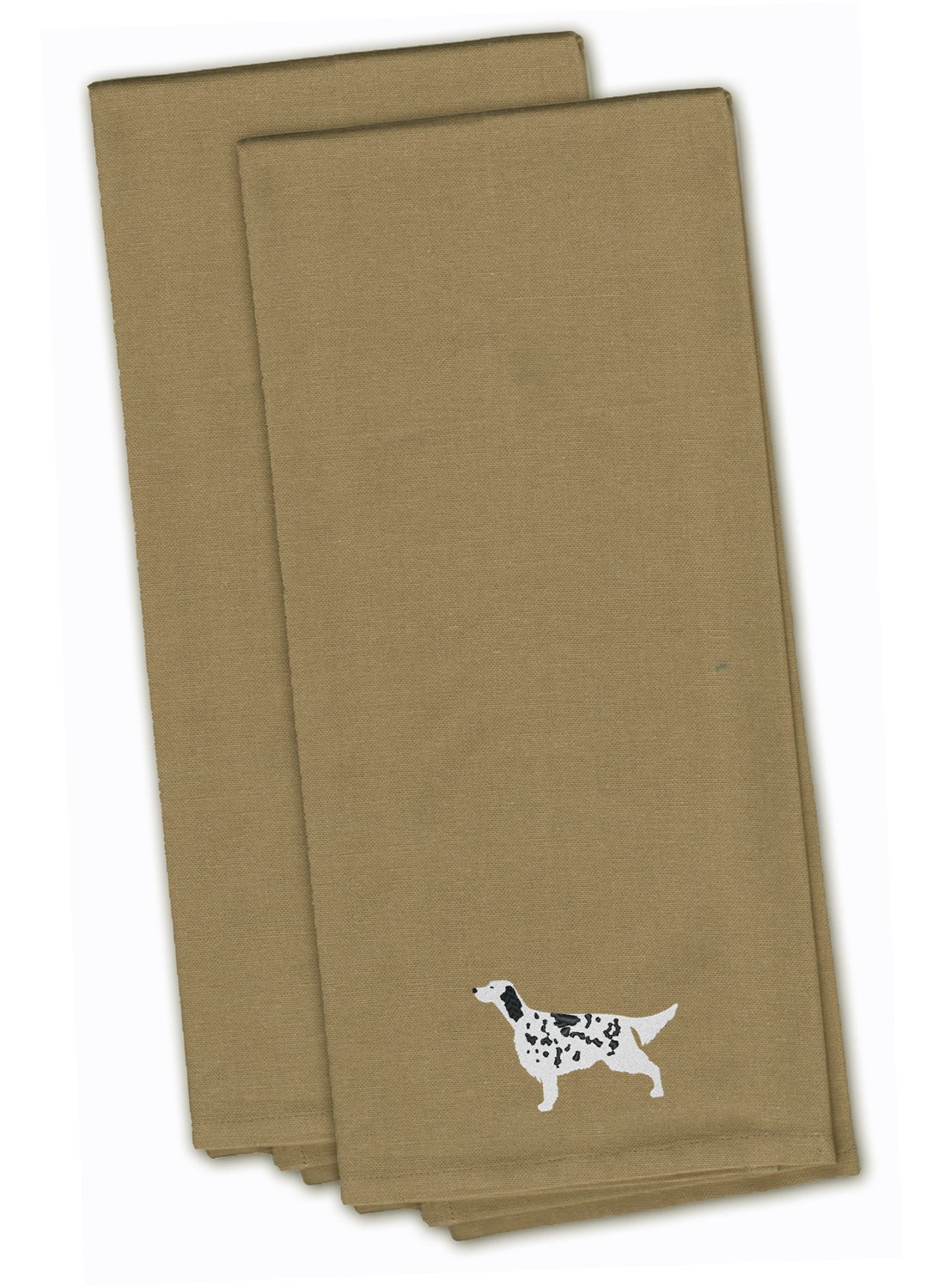 Caroline's Treasures BB3381TNTWE English Setter Tan Embroidered Kitchen Towel Set of 2, Cotton, Multi Color
