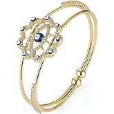 HZMAN 18K Gold Plated Evil Eye Bracelet for Women Dainty Adjustable Cuff Bracelet Jewelry Gift