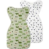 Knirose Arms Up Baby Sleep Sack Swaddle - 2 Pack Cotton Transitional Swaddle Blanket for Newborns 0-3 Months, 3-Way Wear for Snug Fit, Calms Startle Reflex, Easy Diaper Changes