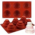 Mity rain 6 Cavities Mini 3 Tier Cake Silicone Pan - Multi Tiered Cupcake Mold DIY Round Cupcake Pudding Cookie Chocolate Bak