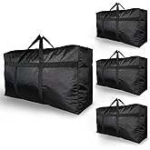 4-Pack XXL 600D Oxford Fabric Bags, Sturdy Foldable Waterproof Moving Tote Bag with Double Zippers and Reinforced Handles for