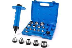 GDLIN Hollow Punch Set with Pin Point Punch Shaft, Hollow Punch Kit for Gasket, Rubber Hollow Hole Punch Set, Leather Punches Tools, Hole Cutter Set 3/16 to 1-3/8in