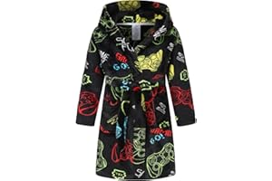 Tunoluker Boys Girls Robe Kids Flannel Hooded Bathrobe Sleepwear Pajamas Toddler Soft Plush Robes for Girls 2-16 Years