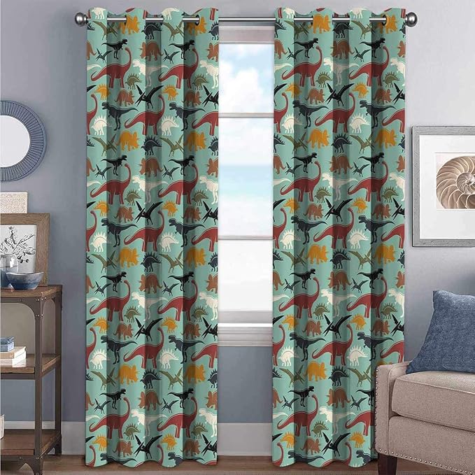 Amazon.com: Dinosaur Bedroom blackout curtains Retro Colored