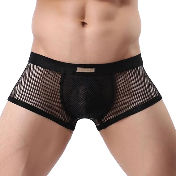 Herren Low Rise Boxershorts Transparent Netz Autmungsaktiv Sportunterhose