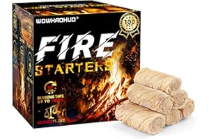 WowHaoHuo 100Pcs Fire Starters for Fireplace,Grill & BBQ,Campfires, Camping, Survival kit, Chimney, Grill Pit, Fire Pit, Wood Stove, Smoker,Charcoal Starter,Waterproof,Natural Fire Starter