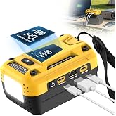 Hisecren 140W USB Battery Charger Compatible with DeWalt 20V Battery | Type-C Input &amp; Output Fast Charging, 18W USB-A, Portable Phone Charger with 700LM LED Work Light, LED Screen Display