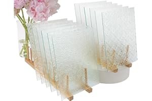 CHICSHIS 12-Pack Textured Transparent Stained Glass Sheets – Large 8x10 Inch Classic Art Glass Variety for Mosaic Crafts, Suncatchers & Glass Art Projects