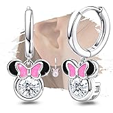 Sterling Silver Trendy Mouse Earrings for Women Dainty Huggie Hoop Dangle Earring Hypoallergenic Jewelry Birthday Gift for Women