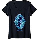 Pisces Personality Astrology Zodiac Sign Horoscope Design V-Neck T-Shirt