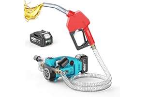 SEESII Fuel Transfer Pump Battery Powered: 12GPM Cordless Electric Diesel Transfer Pump Kit w/ 4.0Ah Battery & Auto-Stop Nozzle, 2 Hoses & Filter for Diesel Kerosene Portable Fueling on Farm Boat Home