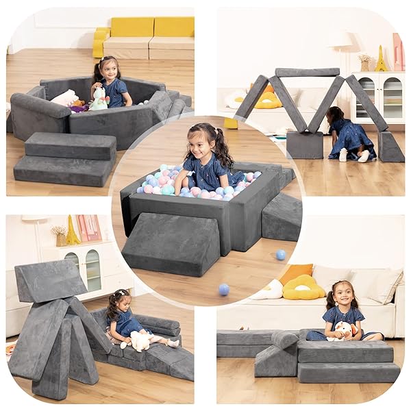 LOAOL MODULAR KIDS PLAY COUCH, KIDS COUCH FOR PLAYROOM, CONVERTIBLE FOAM CLIMBING SOFA FOR TODDLERS, FOAM CLIMBING BLOCKS FOR BOYS AND GIRLS