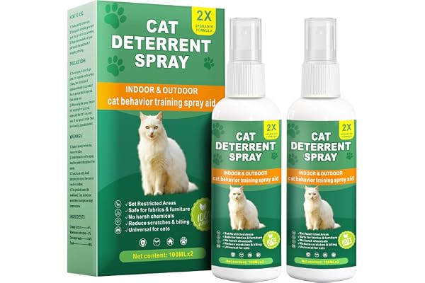 Cat Deterrent Spray for Furniture, 2 Pack Natural Indoor & Outdoor No Scratch Training Spray for Cats and Kittens, Protects S