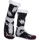 DYW Mens Slipper Socks Animal Fuzzy Non Slip Fluffy Winter Warm Soft Thick Fleece lined Thermal Home Socks