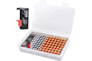 Battery Storage Organizer Box with Battery Tester, Garage Battery Caddy Case Holder Container Holds 120+ Batteries AA AAA Lit