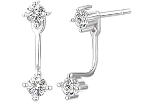 BLOSSOM & HUE Sterling Silver Double CZ Ear Jacket Front Back Earrings