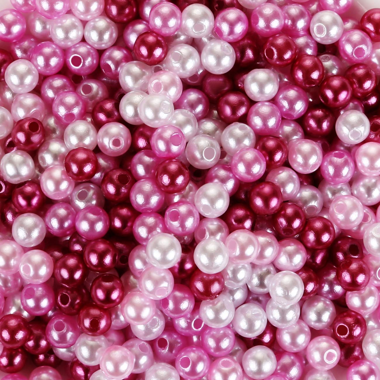 Naler 500pcs Art Pearls, Size 6mm Pearl Beads Charms for Art Craft Decorations Jewelry Making DIY, 4 Colors (Pink Series)