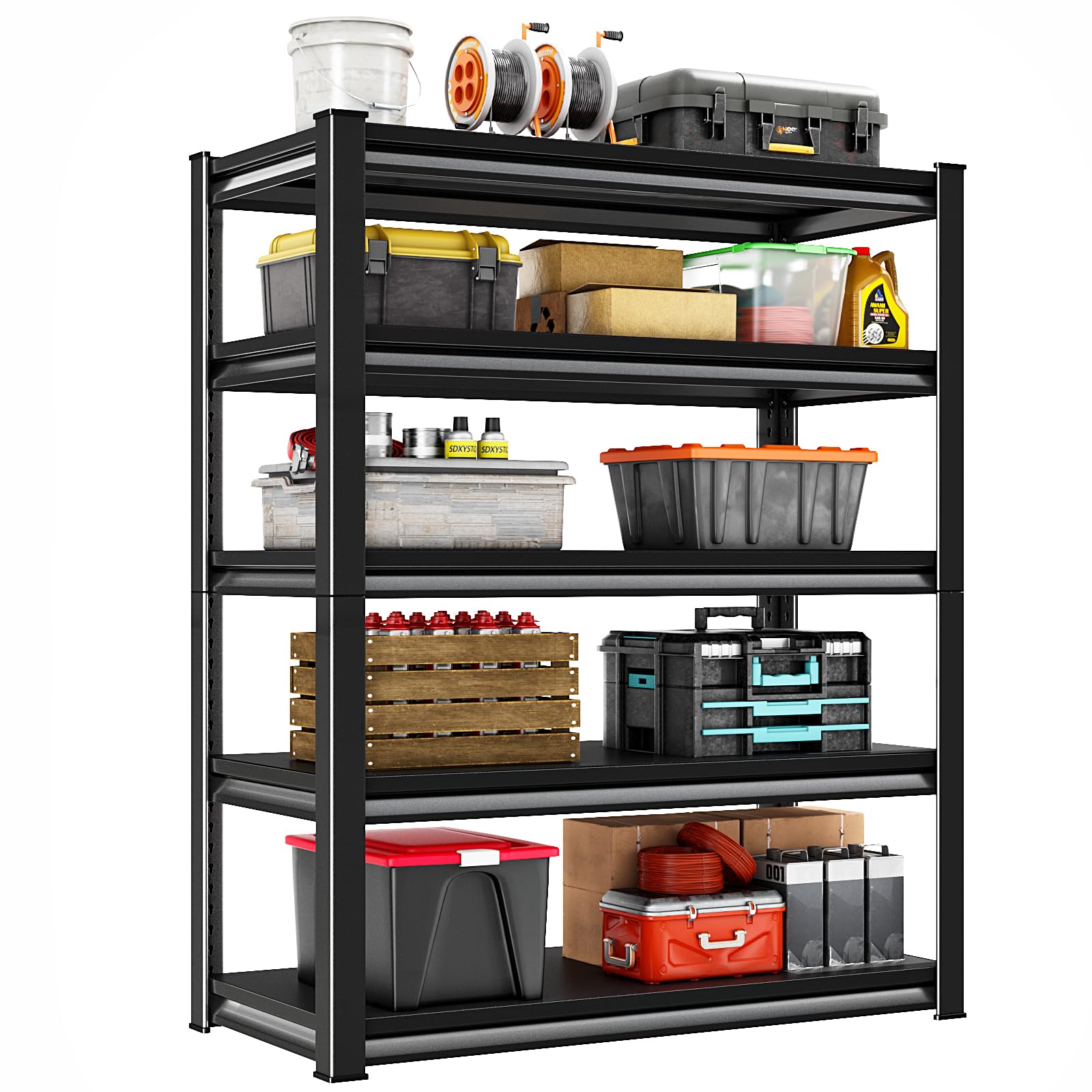 Photo 1 of ** FACTORY SEALED*** SDXYSTCE 40" W Garage Shelving Heavy Duty, 2250LBS Loads Garage Storage Shelves Heavy Duty, 5-Tier Metal Shelving Units and Storage Racks, Industrial Utility Shelf,40" Wx18 Dx72 H, Black