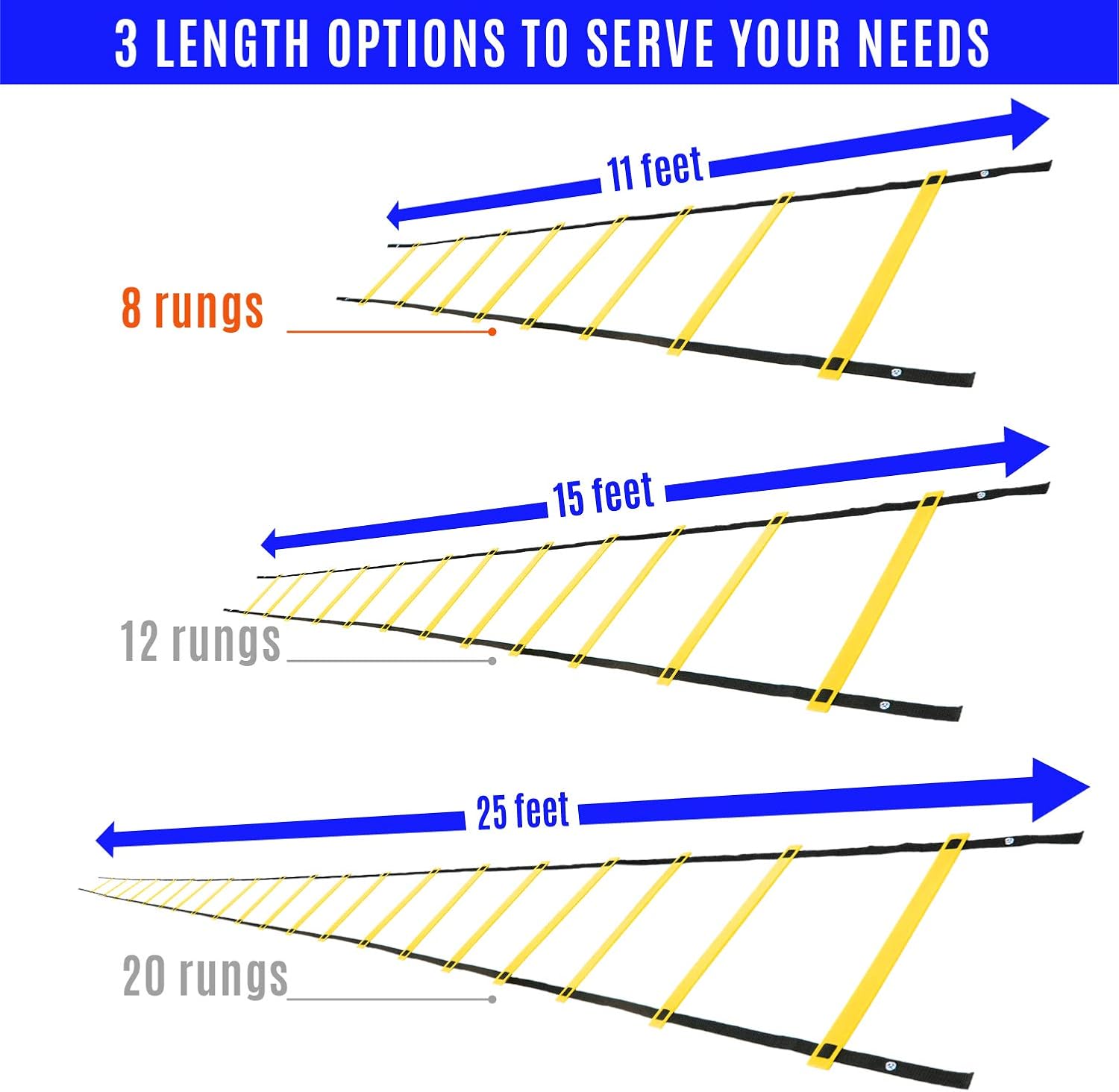 Yes4All Agility Ladder – Speed Agility Training Ladder with Carry Bag - 8 Rung (Yellow) - SGQV : Speed And Agility Training Ladders : Sports & Outdoors