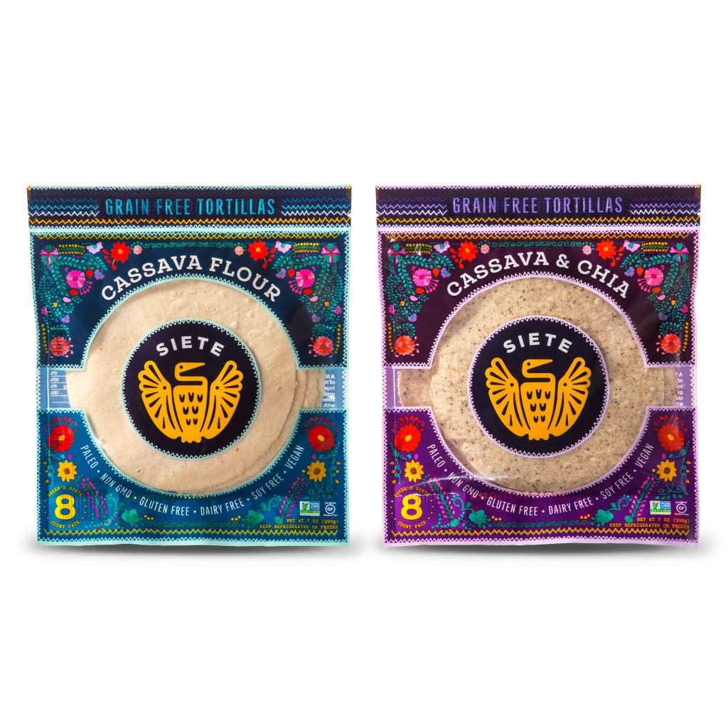 Siete Cassava Flour & Cassava Chia Mix Pack, 8 Tortillas Per Pack, 3 Packs Each, 48 Tortillas