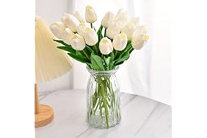 14 Pcs Tulips Artificial Flowers Faux Tulip Stems Real Feel PU Tulips Easter Spring Wedding Bouquet Centerpiece Floral Arrang